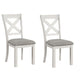 Rone Side Dining Chair Set of 2 | Rustic White Rubberwood | Gray Fabric