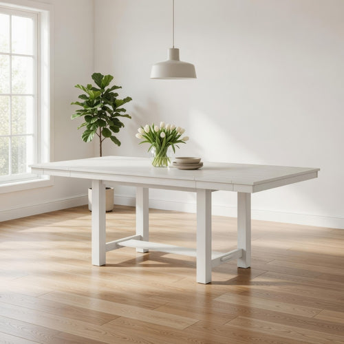 Rone Extendable Dining Table | White Oak Wood | 60-84" Plank Top