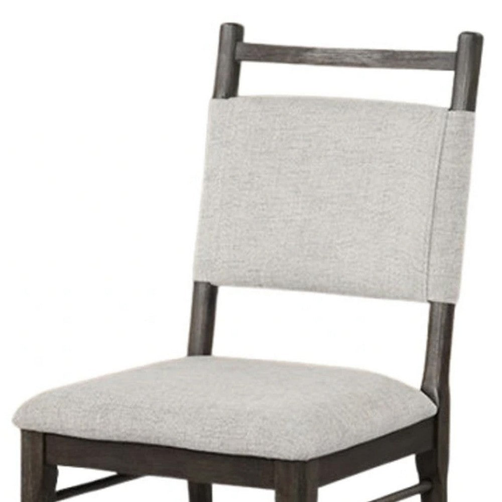 Oline Side Dining Chair Set of 2 | Dark Walnut Brown Wood | Light Gray Fabric BM339376