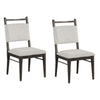 Oline Side Dining Chair Set of 2 | Dark Walnut Brown Wood | Light Gray Fabric