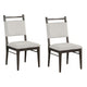 Oline Side Dining Chair Set of 2 | Dark Walnut Brown Wood | Light Gray Fabric