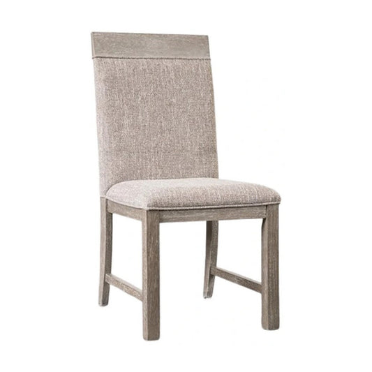 Gris Side Dining Chair | Gray Solid Wood | Fabric Padded Seat