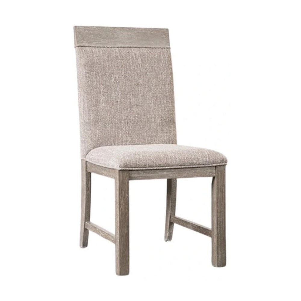 Gris Side Dining Chair | Gray Solid Wood | Fabric Padded Seat