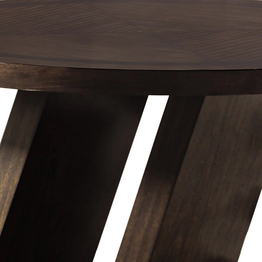 Hols Dining Table | 54’’ Espresso Brown Wood Top | Angled Pedestal Legs BM339380