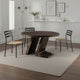 Hols Dining Table | 54" Espresso Brown Wood Top | Angled Pedestal Legs