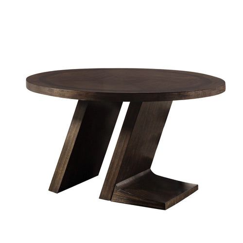 Hols Dining Table | 54" Espresso Brown Wood Top | Angled Pedestal Legs