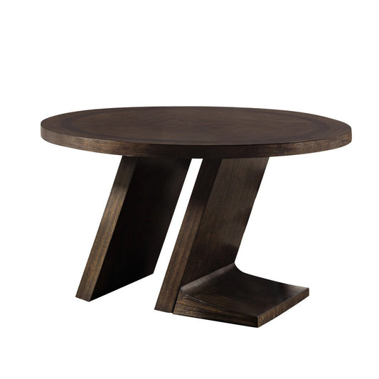 Hols Dining Table | 54" Espresso Brown Wood Top | Angled Pedestal Legs