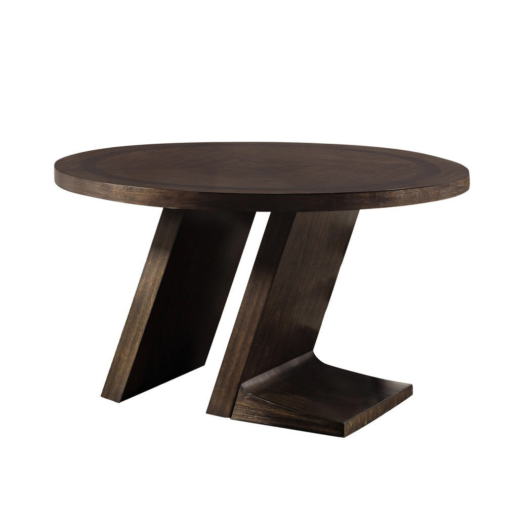 Hols Dining Table | 54" Espresso Brown Wood Top | Angled Pedestal Legs