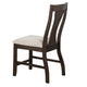 Hols Side Dining Chair Set of 2 | Espresso Brown Wood Slatted Back | White Fabric BM339381
