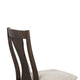 Hols Side Dining Chair Set of 2 | Espresso Brown Wood Slatted Back | White Fabric BM339381