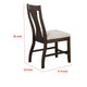 Hols Side Dining Chair Set of 2 | Espresso Brown Wood Slatted Back | White Fabric BM339381