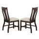 Hols Side Dining Chair Set of 2 | Espresso Brown Wood Slatted Back | White Fabric