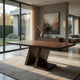Hols Dining Table | 72" Espresso Brown Wood Top | Angled Pedestal Legs