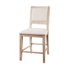 Ellon Counter Chair Set of 2 | Distressed Natural Brown Wood Cream Fabric BM339383