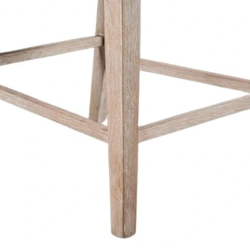 Ellon Counter Chair Set of 2 | Distressed Natural Brown Wood Cream Fabric BM339383