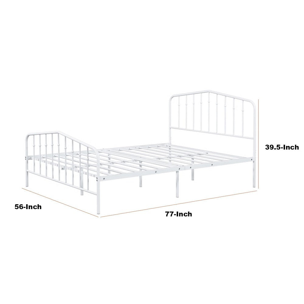 Nix Full Size Bed | Classic Spindle Headboard & Footboard | White Metal BM339384