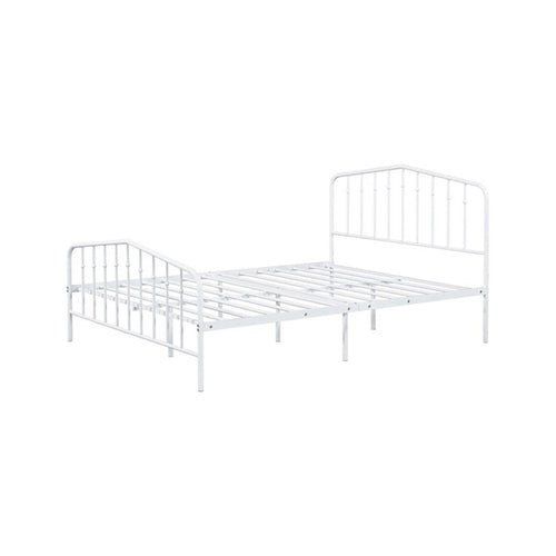 Nix Full Size Bed | Classic Spindle Headboard & Footboard | White Metal