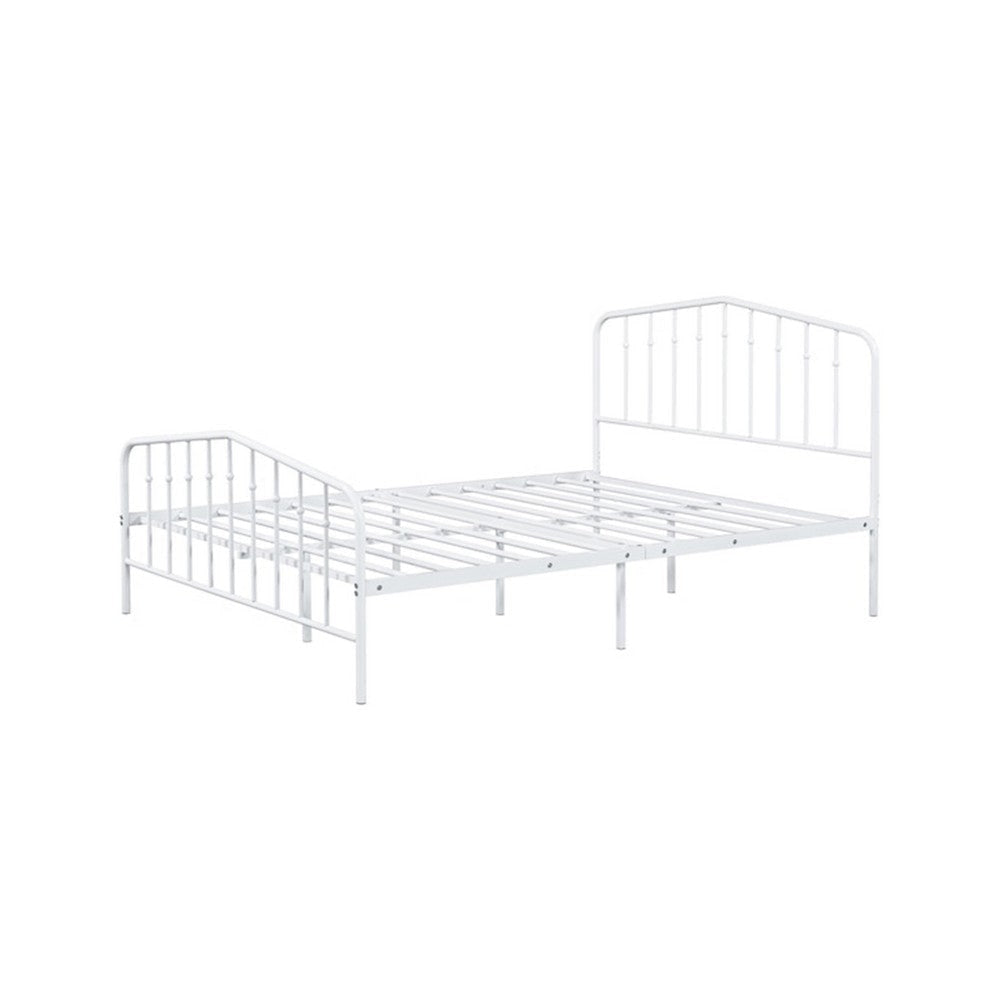 Nix Full Size Bed | Classic Spindle Headboard & Footboard | White Metal