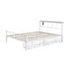Nix Queen Size Bed w Underbed Storage | Slatted White Metal Headboard