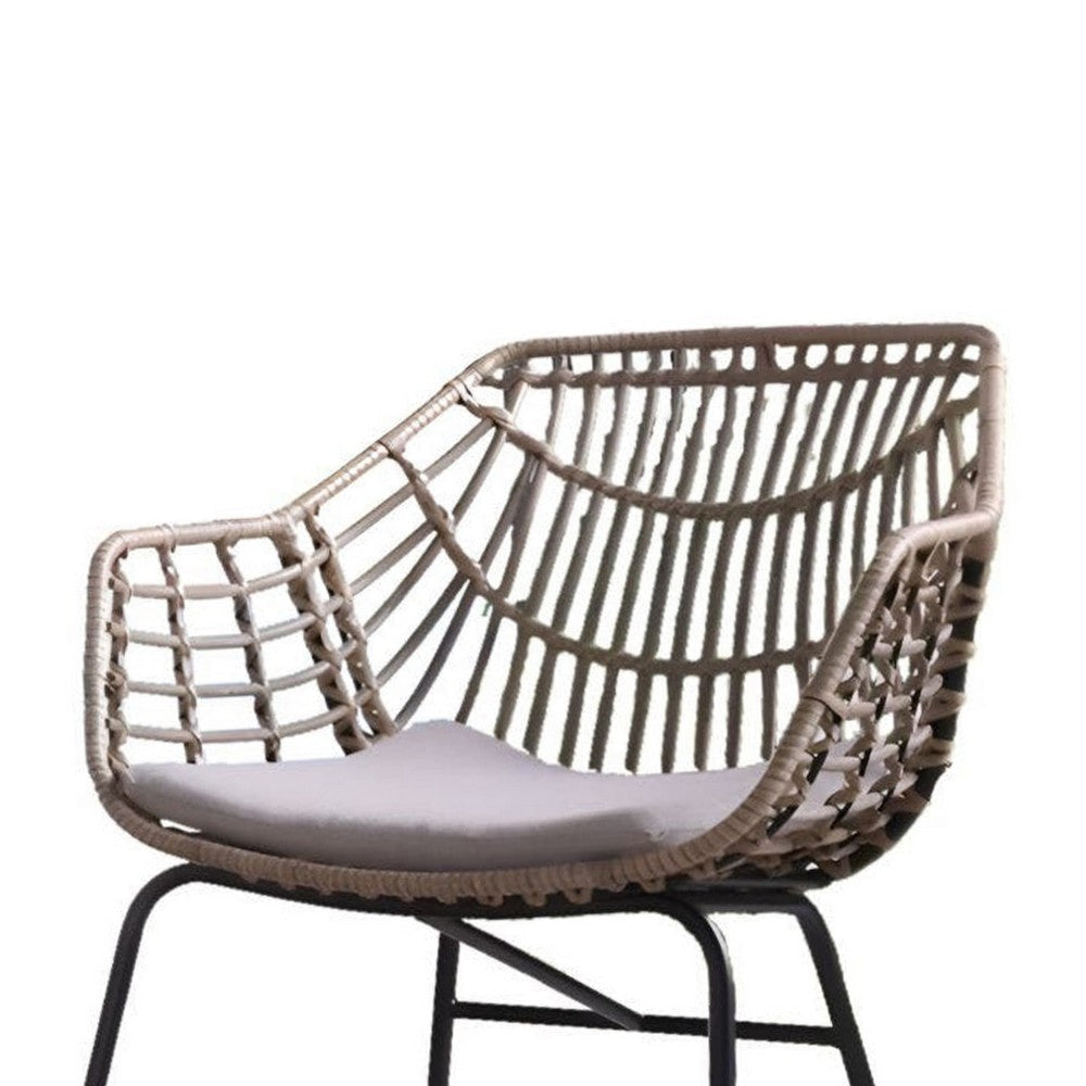 Niya Outdoor Patio Chair Set of 4 | Natural Brown Rattan | Black Steel BM339386