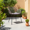 Niya Outdoor Patio Chair Set of 4 | Natural Brown Rattan | Black Steel