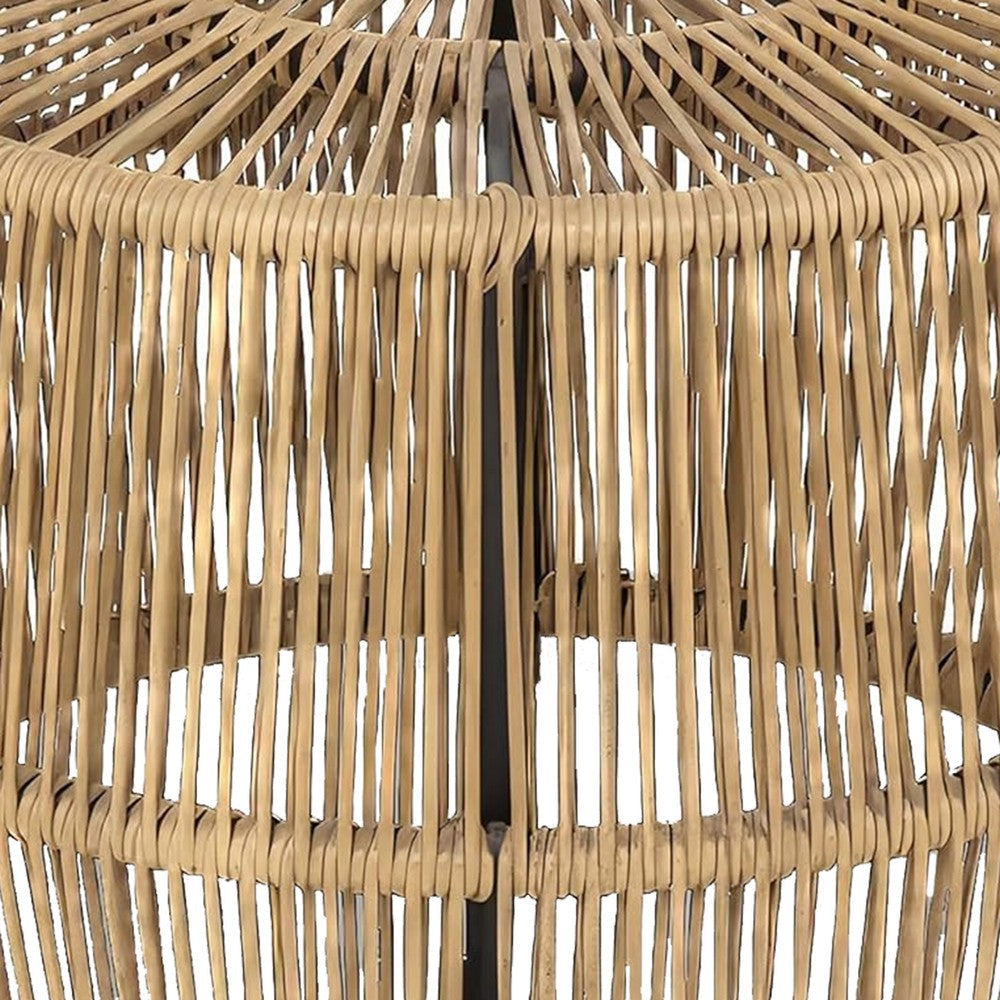 Zyan Outdoor Coffee Table | 22’’ Natural Brown Rattan Wicker | Steel Frame BM339387