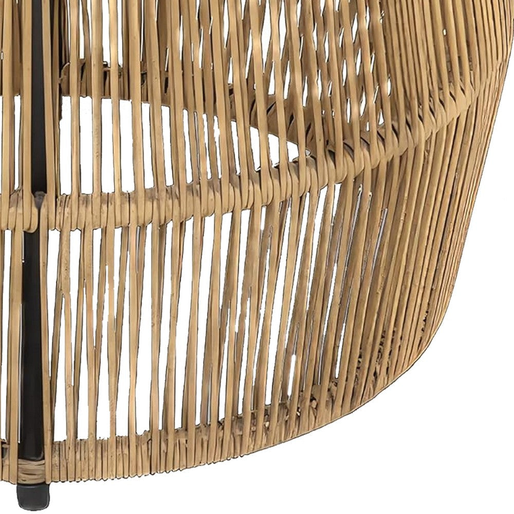 Zyan Outdoor Coffee Table | 22’’ Natural Brown Rattan Wicker | Steel Frame BM339387