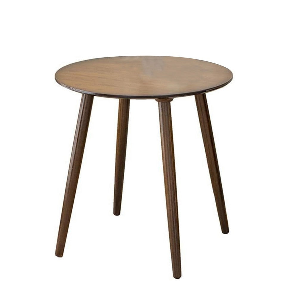 Ary Side End Table | 24" Round Walnut Brown Wood Top | Angled Legs