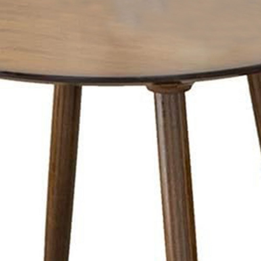 Ary Side End Table | 24’’ Round Walnut Brown Wood Top | Angled Legs BM339388