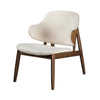 Biny Accent Chair | Winged Back Beige Boucle Fabric | Walnut Brown Wood BM339389