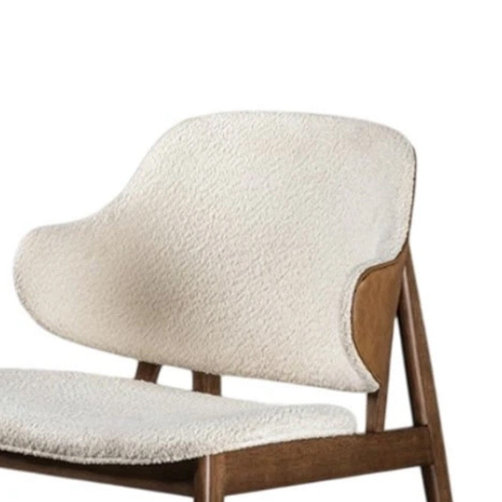 Biny Accent Chair | Winged Back Beige Boucle Fabric | Walnut Brown Wood BM339389