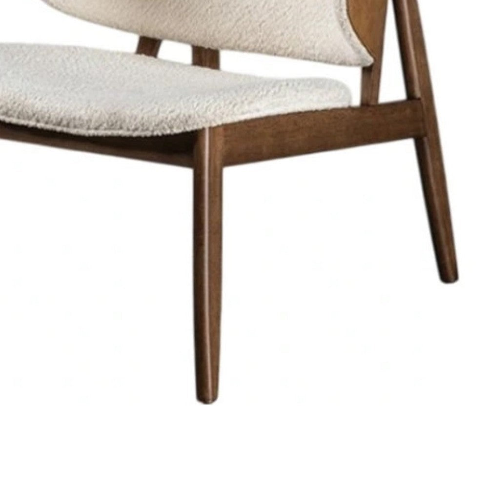 Biny Accent Chair | Winged Back Beige Boucle Fabric | Walnut Brown Wood BM339389