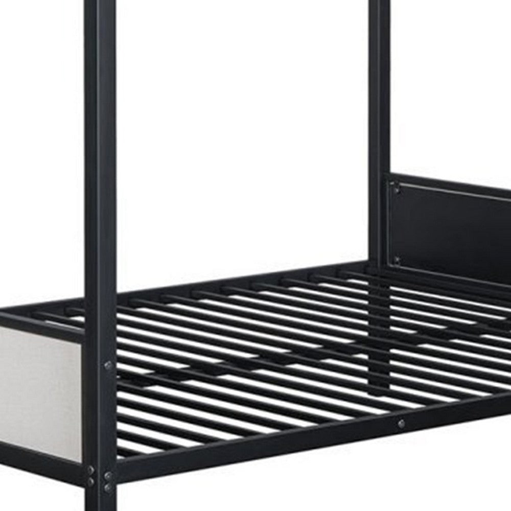 Mely Full over Full Bunk Bed | Attached Side Ladder | Black White Metal BM339393