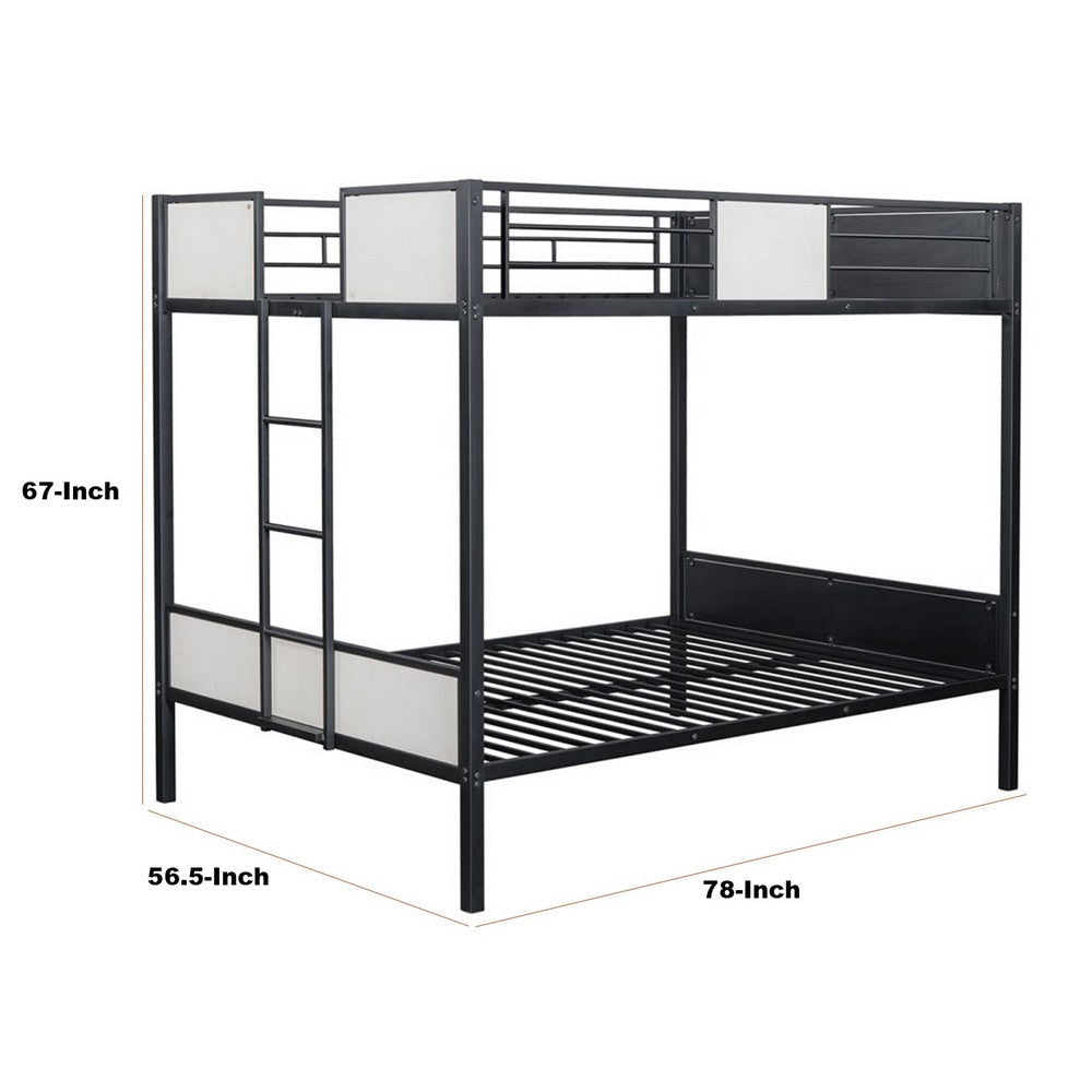 Mely Full over Full Bunk Bed | Attached Side Ladder | Black White Metal BM339393