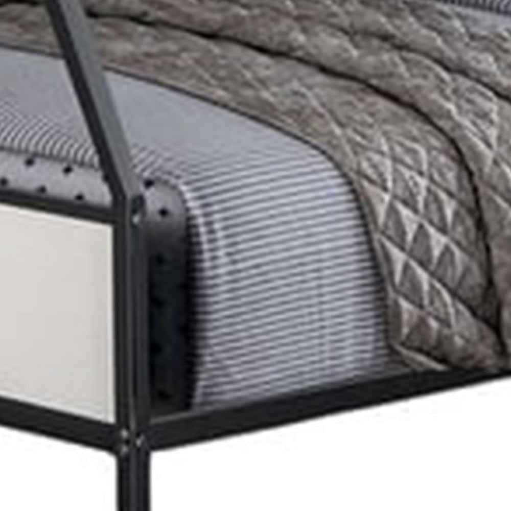 Mely Twin over Full Bunk Bed | Attached Side Ladder | Black & White Metal BM339395