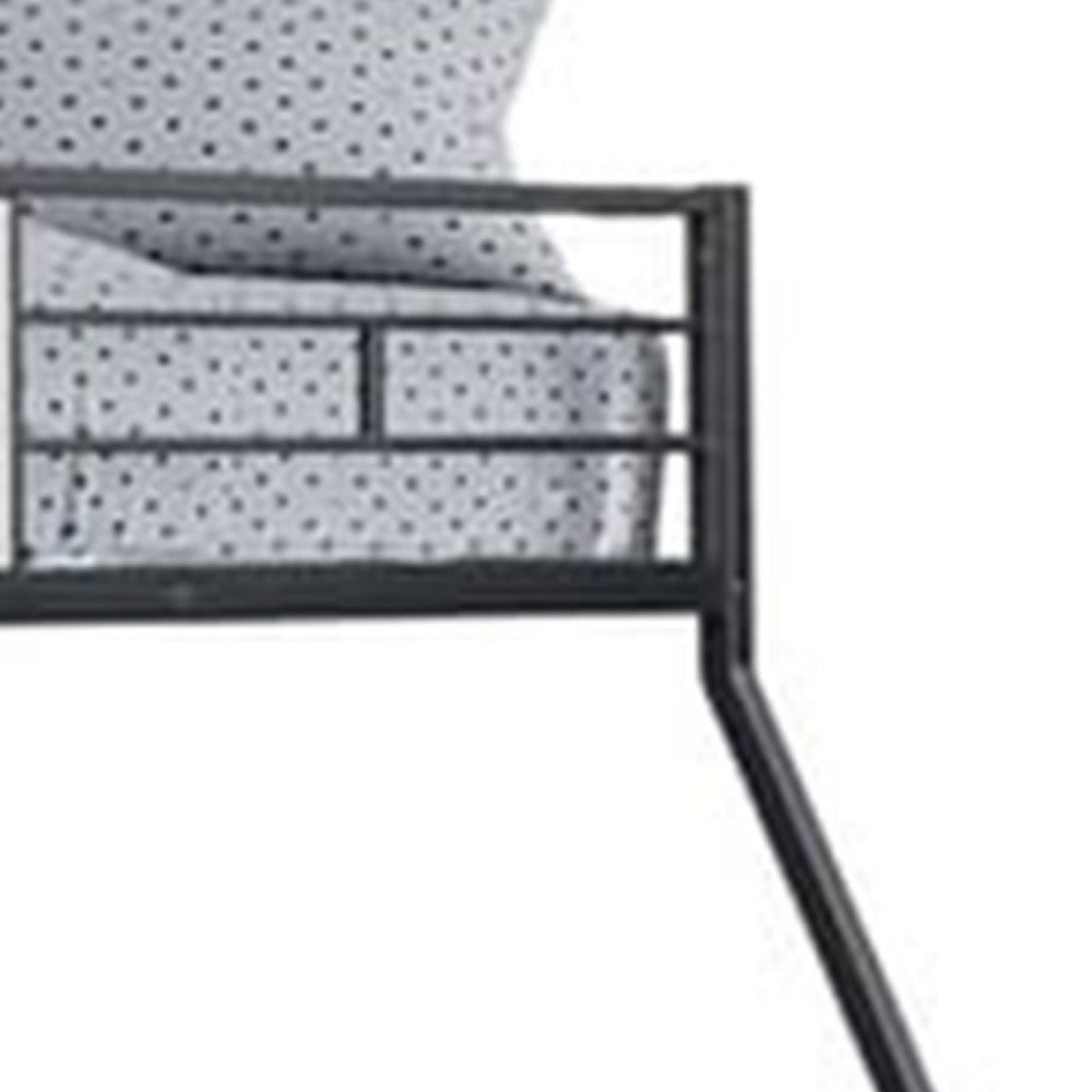 Mely Twin over Full Bunk Bed | Attached Side Ladder | Black & White Metal BM339395