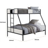 Mely Twin over Full Bunk Bed | Attached Side Ladder | Black & White Metal BM339395
