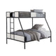 Mely Twin over Full Bunk Bed | Attached Side Ladder | Black & White Metal