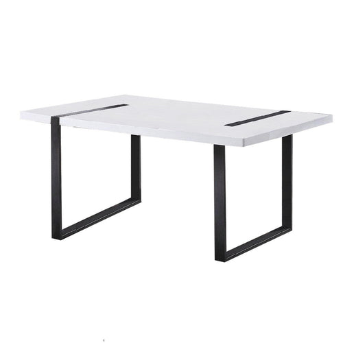 Alz Dining Table | 66" White High Gloss Top | Modern Sleek Black Frame