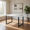 Alz Dining Table | 66" White High Gloss Top | Modern Sleek Black Frame