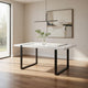 Alz Dining Table | 66" White High Gloss Top | Modern Sleek Black Frame