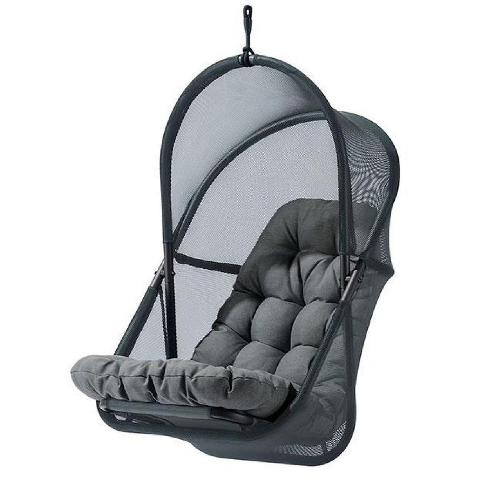 Bery Patio Hanging Swing Chair | Cushioned Dark Gray Mesh BM339398