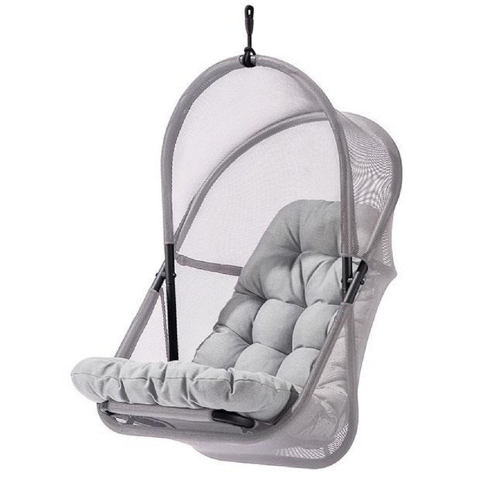 Bery Patio Hanging Swing Chair | Cushioned Light Gray Mesh BM339399