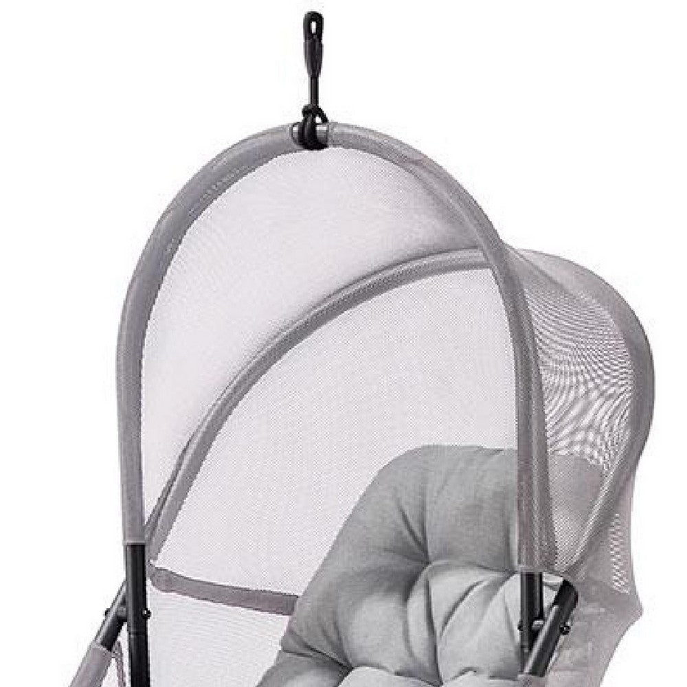 Bery Patio Hanging Swing Chair | Cushioned Light Gray Mesh BM339399