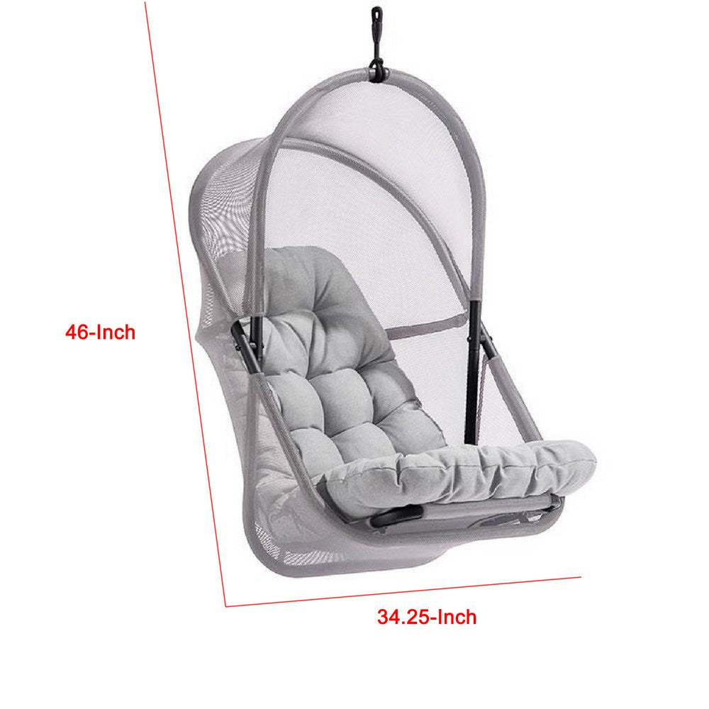 Bery Patio Hanging Swing Chair | Cushioned Light Gray Mesh BM339399