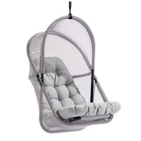 Bery Patio Hanging Swing Chair | Cushioned Light Gray Mesh