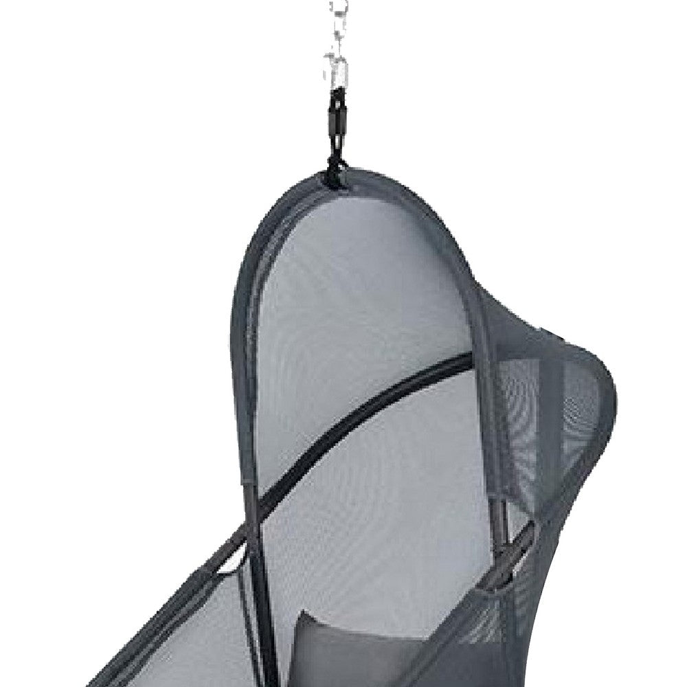 Cery Outdoor Hanging Swing Chair | Cushioned Dark Gray Mesh