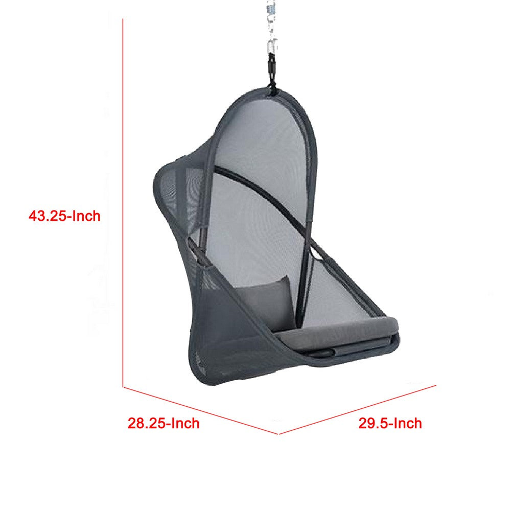 Cery Outdoor Hanging Swing Chair | Cushioned Dark Gray Mesh