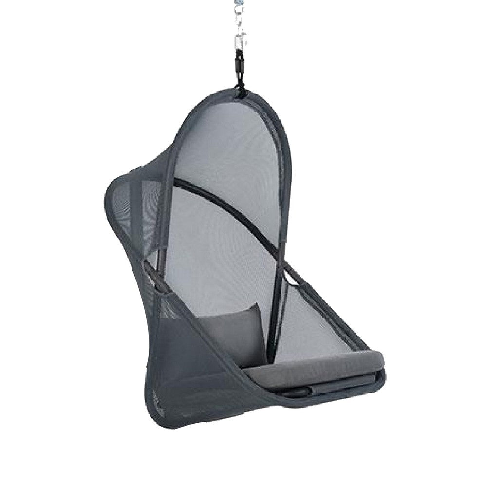 Cery Outdoor Hanging Swing Chair | Cushioned Dark Gray Mesh