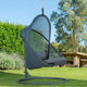 Cery Outdoor Hanging Swing Chair | Cushioned Dark Gray Mesh